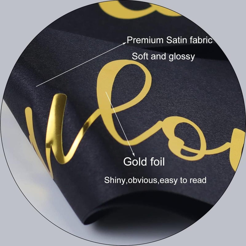 Docooniver 40th Birthday Sash for Women and Men 40&Fabulous Sash Black with Gold Foil Lettering - Image 4